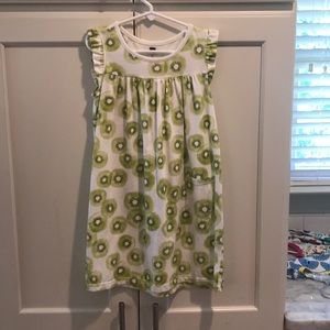 White dress with kiwis